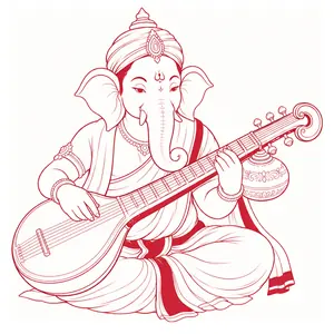 गणपती वाद्य संगीत करताना